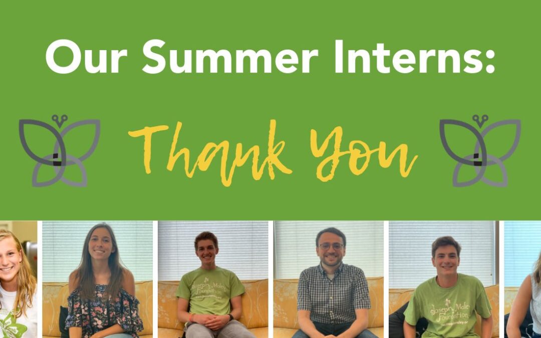 Green graphic that thank the summer interns with their head shots at the bottom.